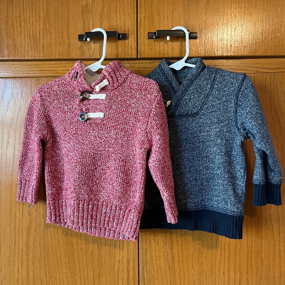 Cat & Jack Red and White Knit Sweater Set 18 months